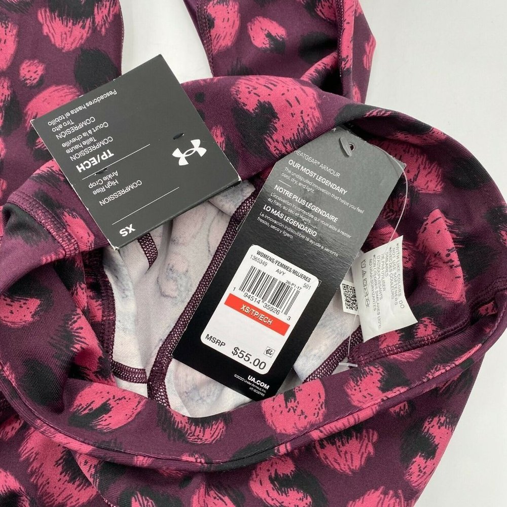 Under Armour Women's High Rise Ankle 7/8 Length Leggings Burgundy Purple Size XS - Picture 9 of 9